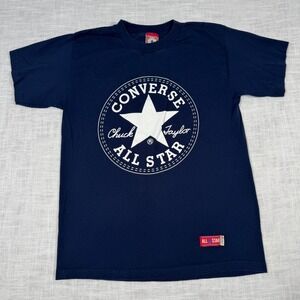 Converse‎ All Star Men L Navy Chuck Taylor T-Shirt Graphic Logo USA Made Vintage